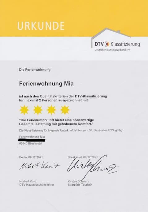 Apartment 4****sterne Mia Dtv Klassifizierung Blieskastel